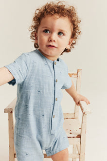 Baby blue whale theme romper
