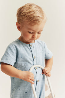 Baby blue whale theme romper