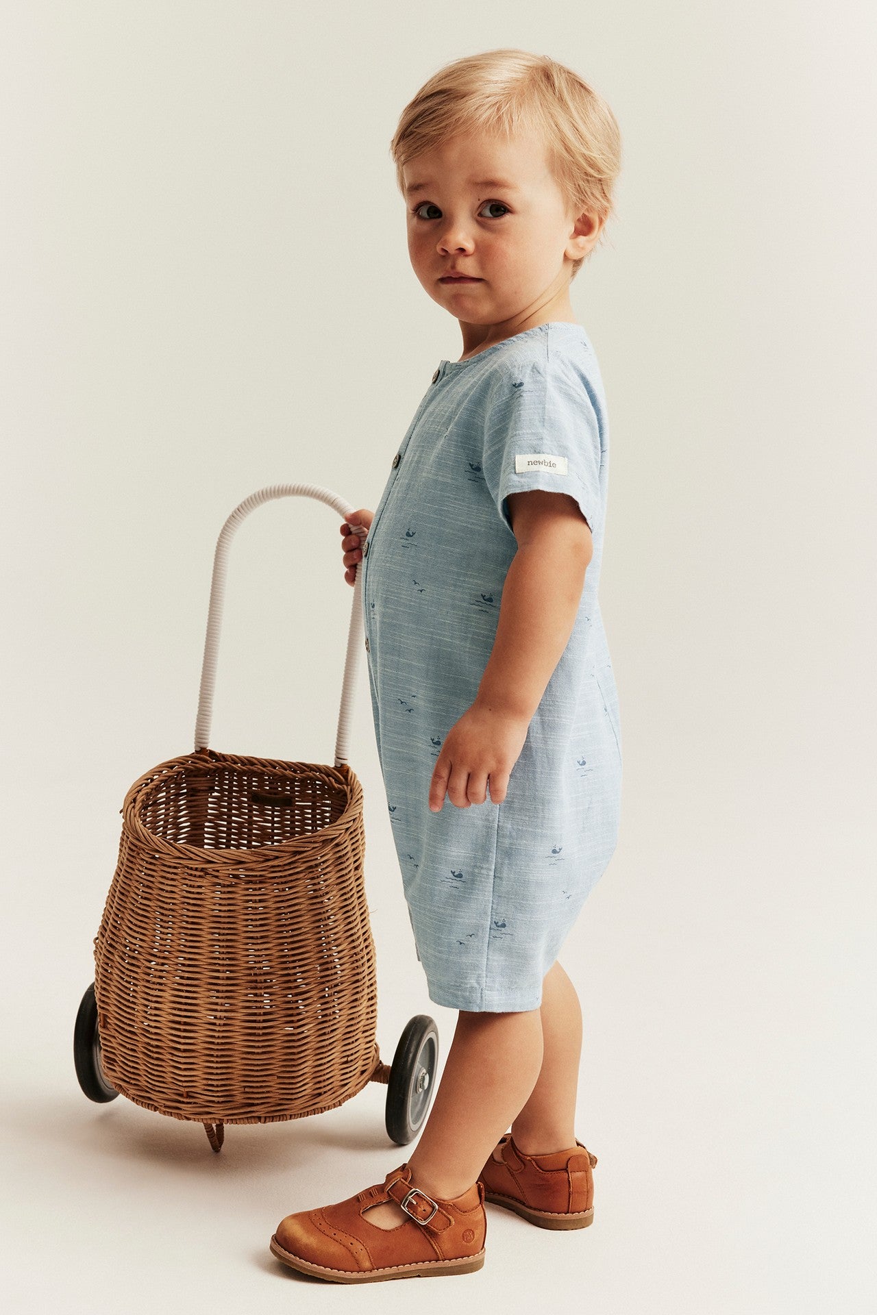 Baby blue whale theme romper
