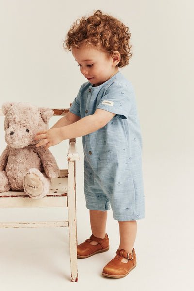 Baby blue whale theme romper