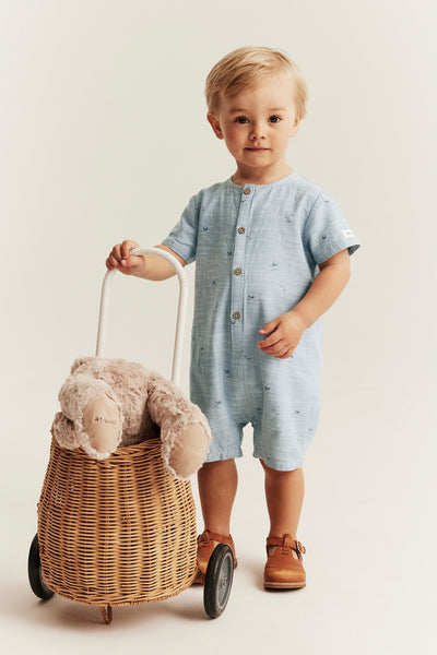 Baby blue whale theme romper
