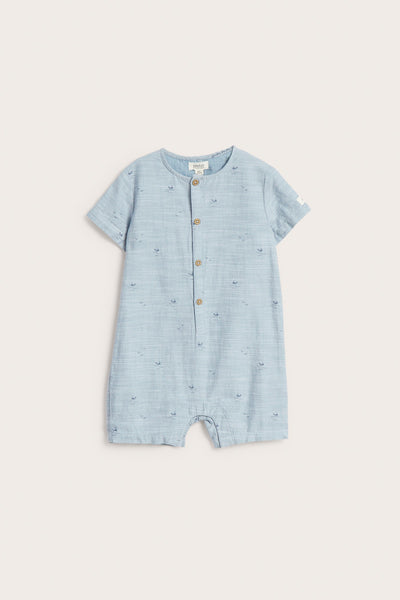 Baby blue whale theme romper