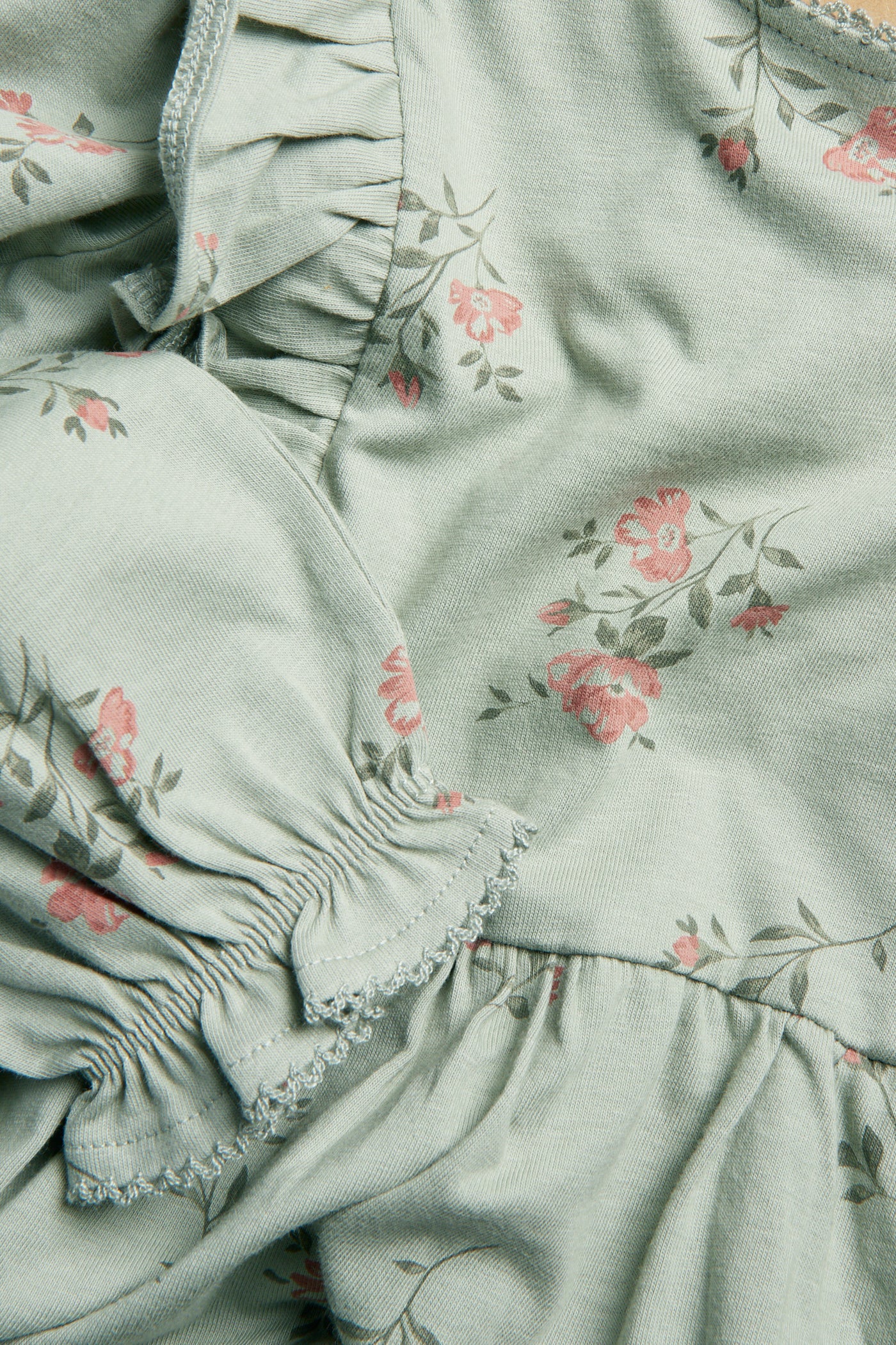 Kids green floral jersey dress