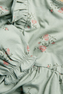 Kids green floral jersey dress