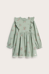 Kids green floral jersey dress