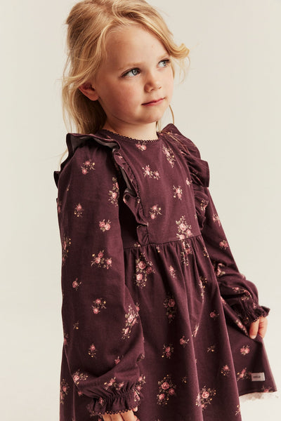Kids burgundy floral jersey dress