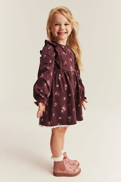 Kids burgundy floral jersey dress