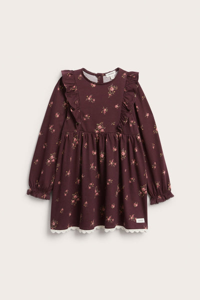 Kids burgundy floral jersey dress