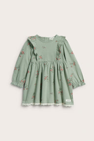 Baby green floral frilled dress