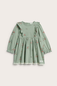 Baby green floral frilled dress