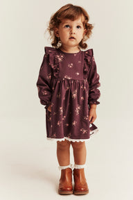 Baby red floral frilled dress