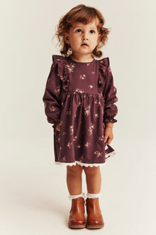 Baby red floral frilled dress