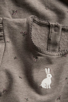 Kids brown long-sleeved dress with rabbit