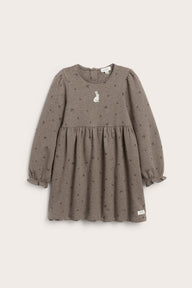 Kids brown long-sleeved dress with rabbit
