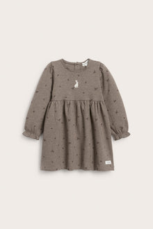 Baby brown long-sleeved dress with rabbit