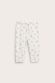 Baby white floral woven trousers