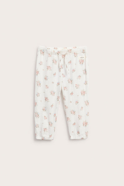 Baby white floral woven trousers