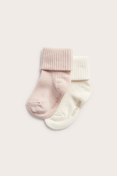 Baby pink ribbed socks 2-pack
