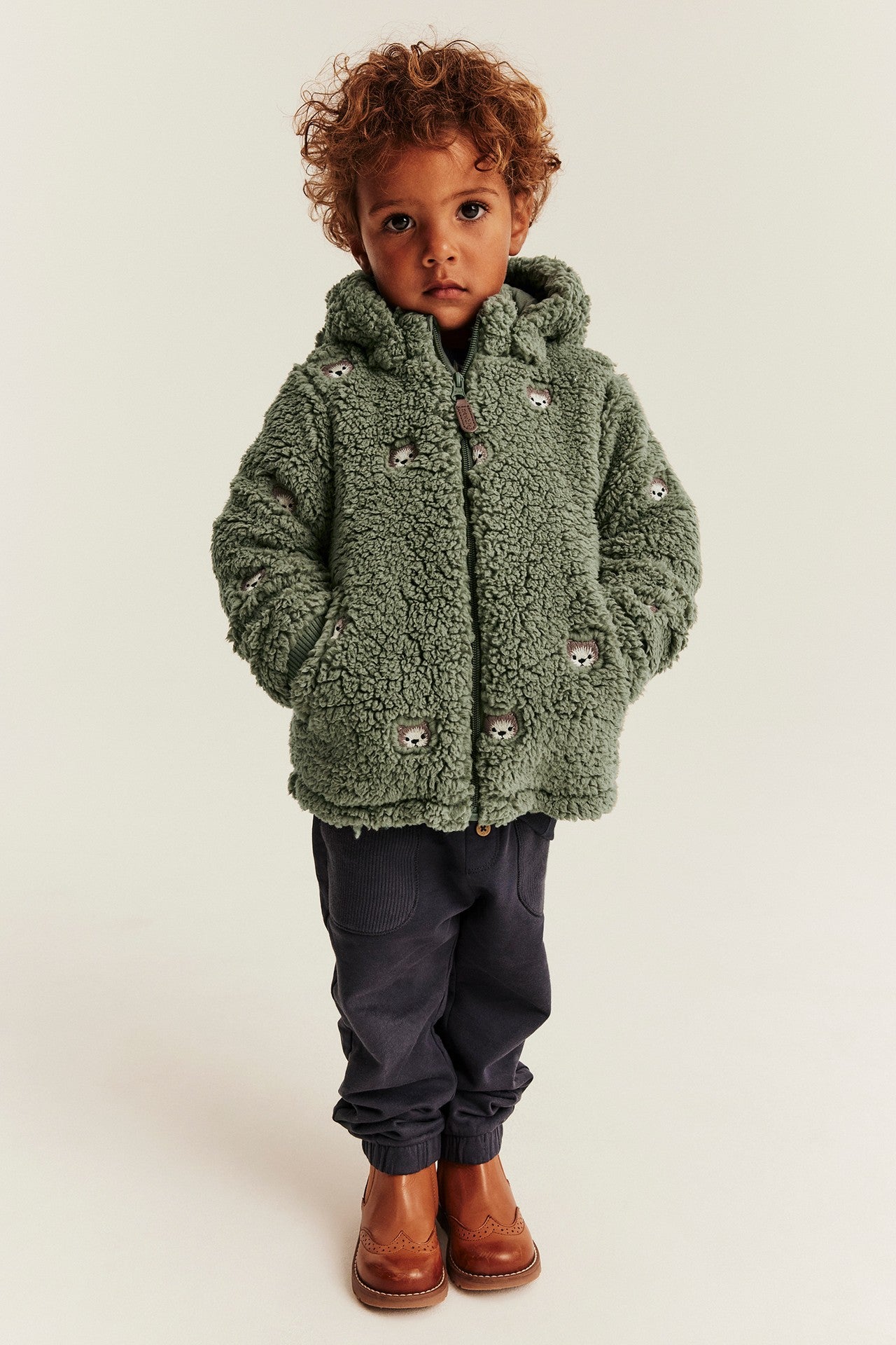 Kids pile jacket with teddy bears