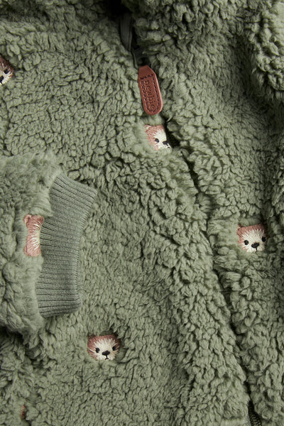 Baby pile jacket with teddy bears