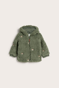 Baby pile jacket with teddy bears