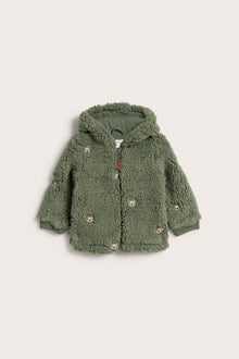 Baby pile jacket with teddy bears