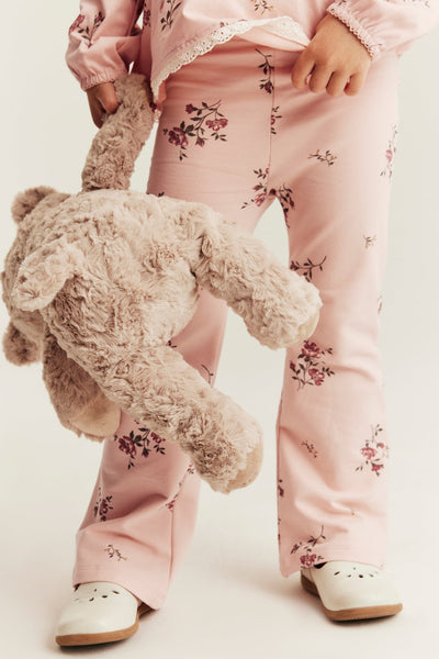 Kids pink floral jersey trousers