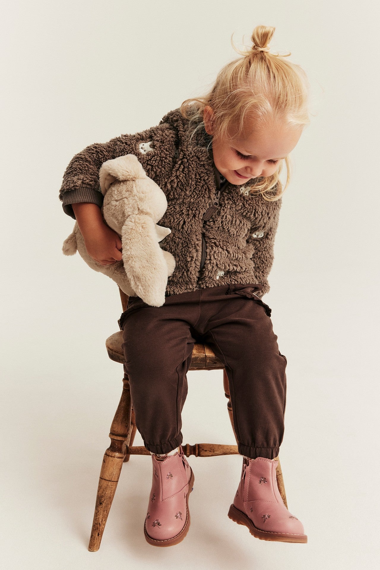 Baby pile jacket with rabbits