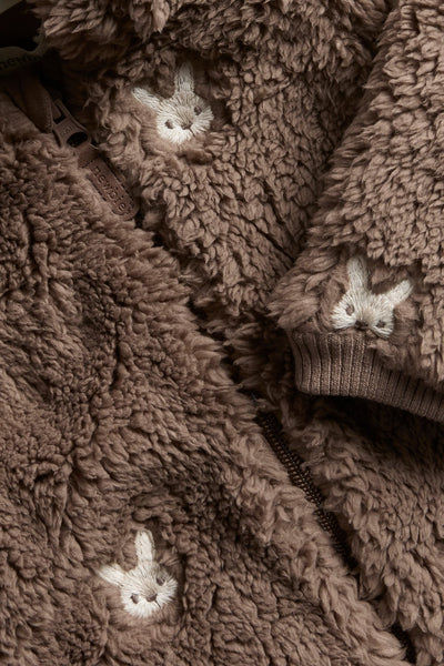 Baby pile jacket with rabbits