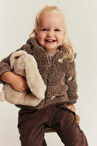 Baby pile jacket with rabbits