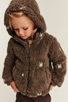 Kids pile jacket with rabbits