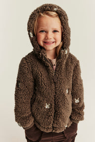 Kids pile jacket with rabbits