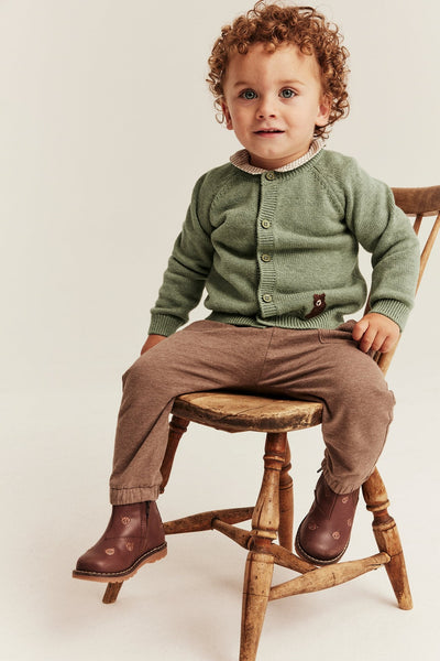 Baby cardigan with embroidered bear