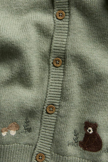 Baby cardigan with embroidered bear