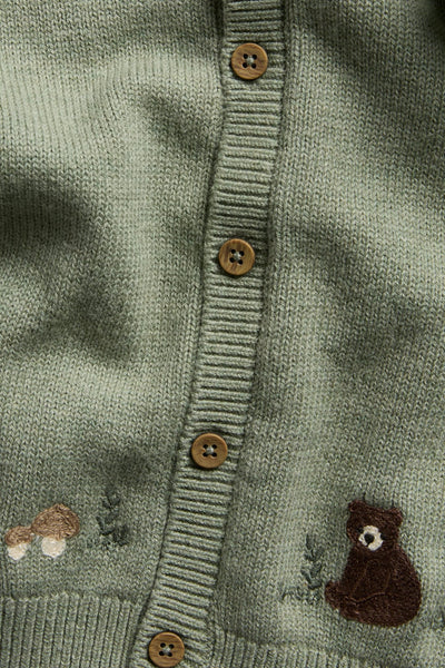 Baby cardigan with embroidered bear