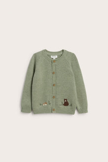 Baby cardigan with embroidered bear