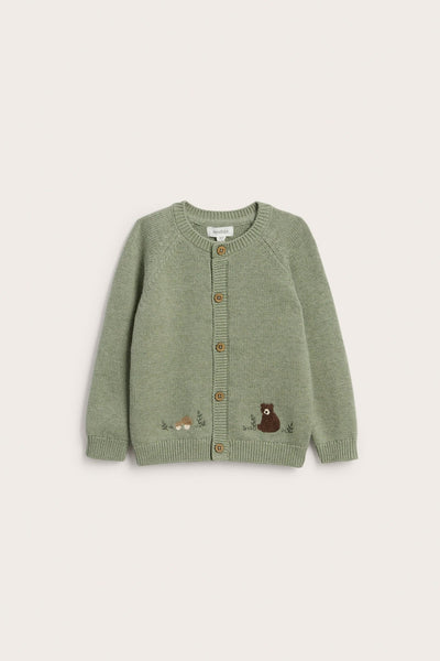 Baby cardigan with embroidered bear
