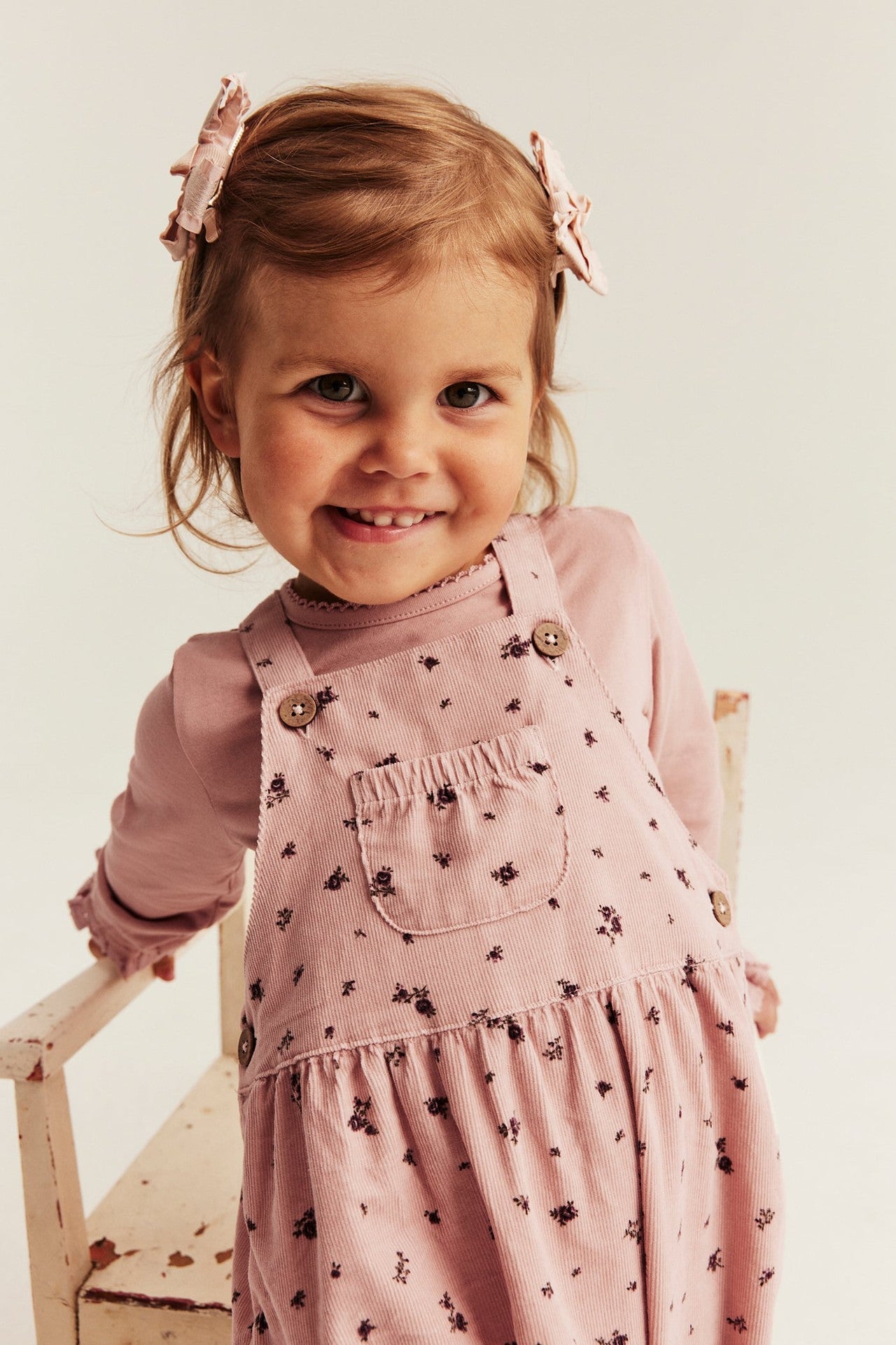 Baby pink floral dungarees