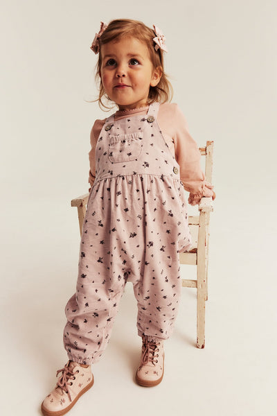Baby pink floral dungarees