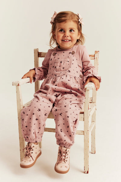 Baby pink floral dungarees