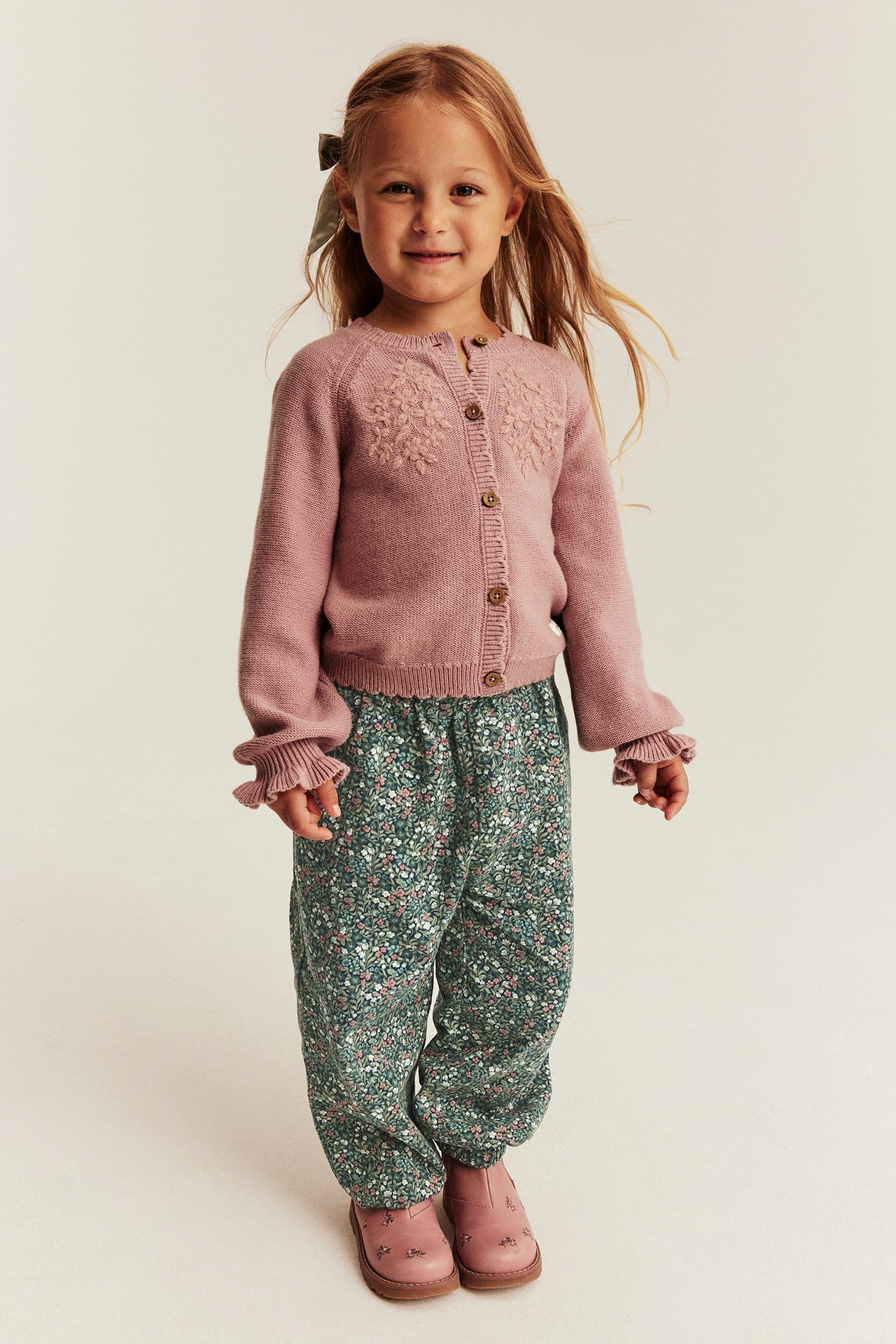 Kids floral twill trousers