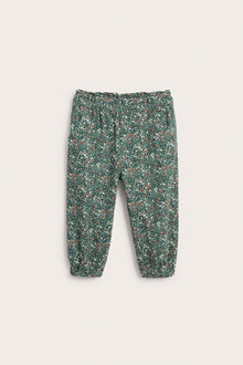 Baby turquoise floral twill trousers