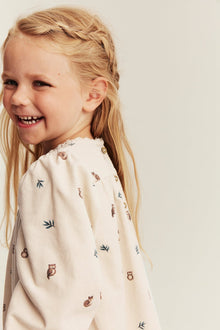 Kids beige patterned corduroy dress