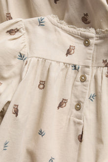 Kids beige patterned corduroy dress