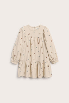 Kids beige patterned corduroy dress