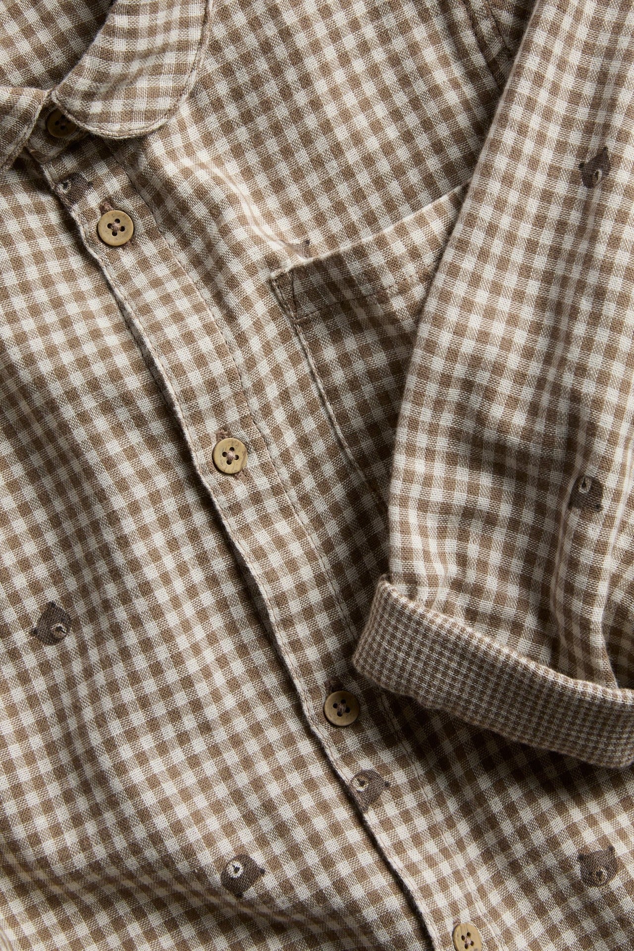 Kids checked shirt with teddy bear print