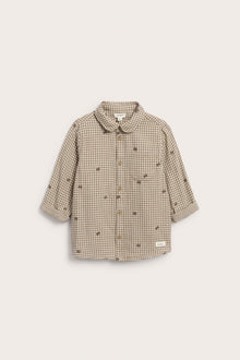 Kids checked shirt with teddy bear print