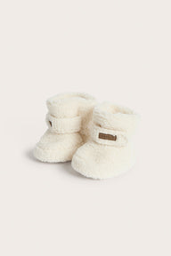 Baby light beige pile booties