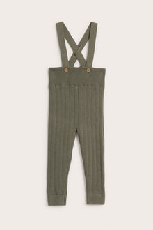Baby green knitted leggings with braces