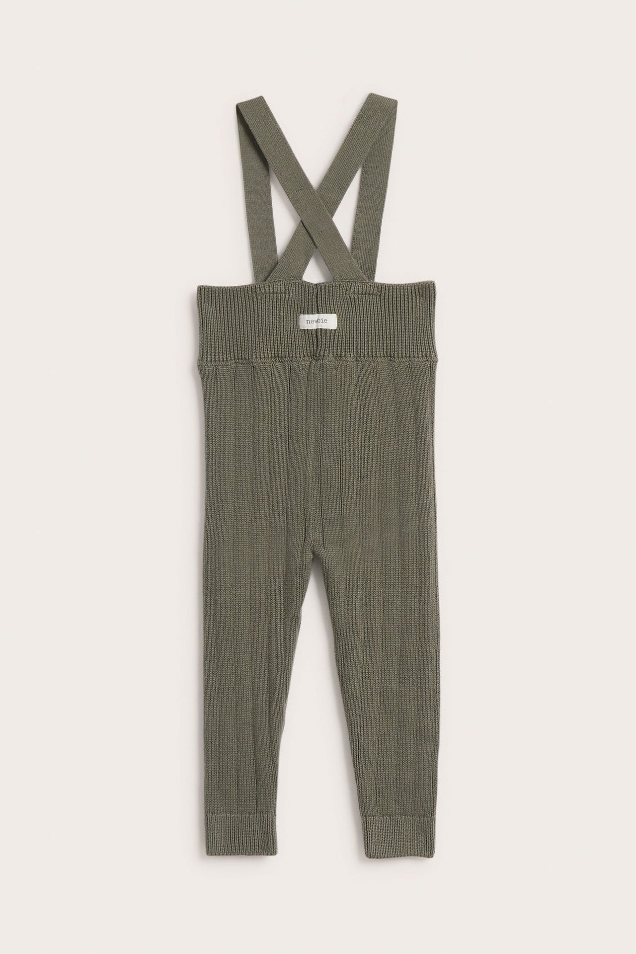 Baby green knitted leggings with braces